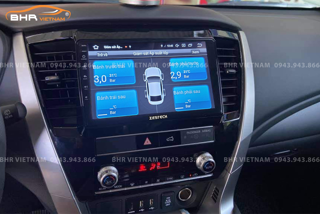 Hình ảnh quan sát cảm biến áp suất lốp Zestech Z800 Pro+ Mitsubishi Pajero Sport 2018 - nay