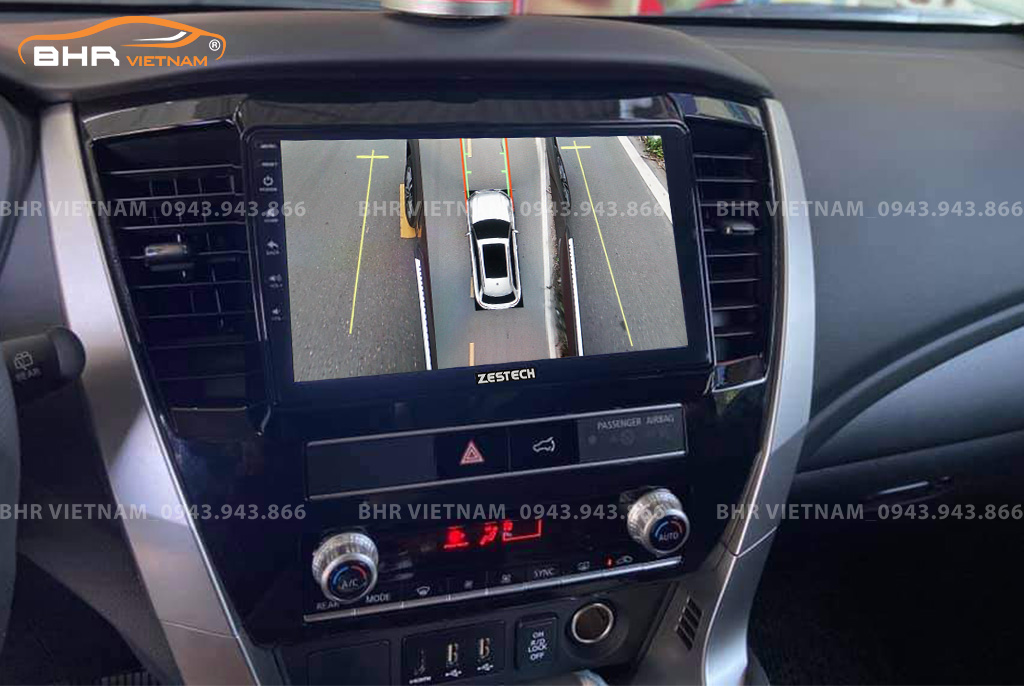 Hình ảnh quan sát 2 bên gương trên màn hình DVD Zestech Z800 Pro+ Mitsubishi Pajero Sport 2018 - nay