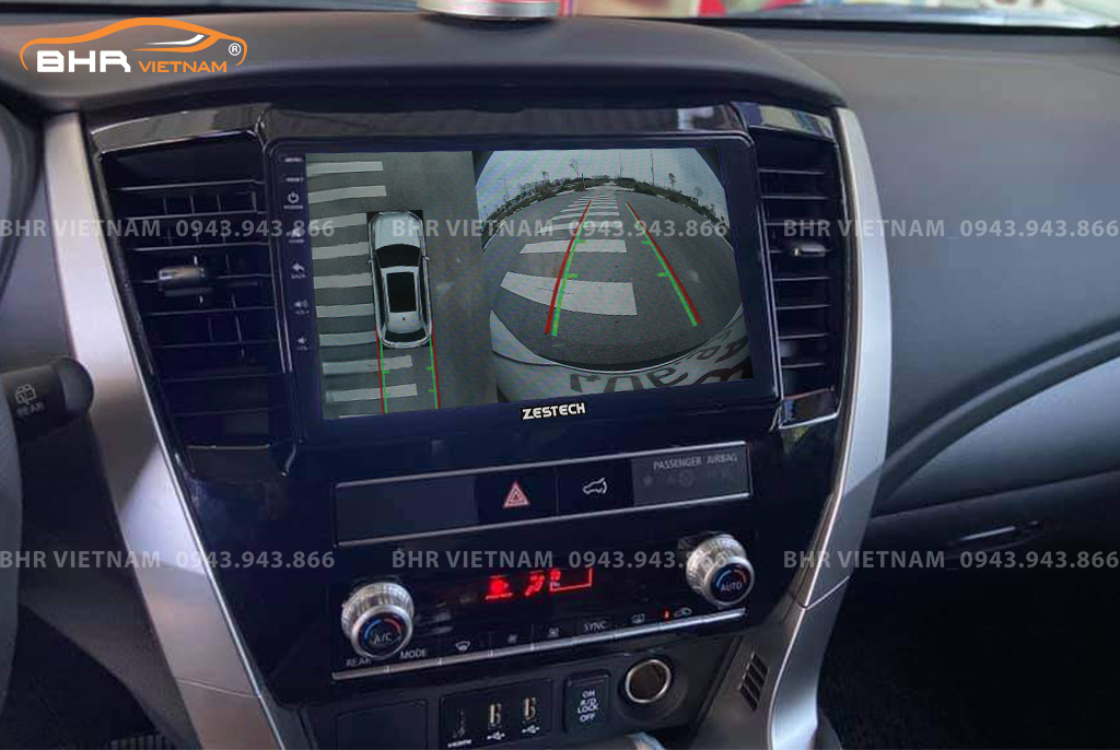Hình ảnh quan sát từ camera sau Zestech Z800 Pro+ Mitsubishi Pajero Sport 2018 - nay