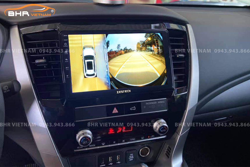 Hình ảnh quan sát camera trước màn hình DVD Zestech Z800 Pro+ Mitsubishi Pajero Sport 2018 - nay