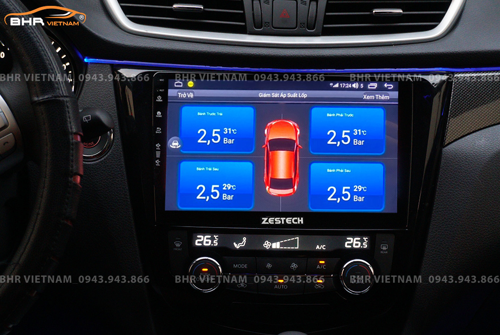 Hình ảnh quan sát cảm biến áp suất lốp Zestech Z800 Pro+ Nissan Xtrail 2017 - nay
