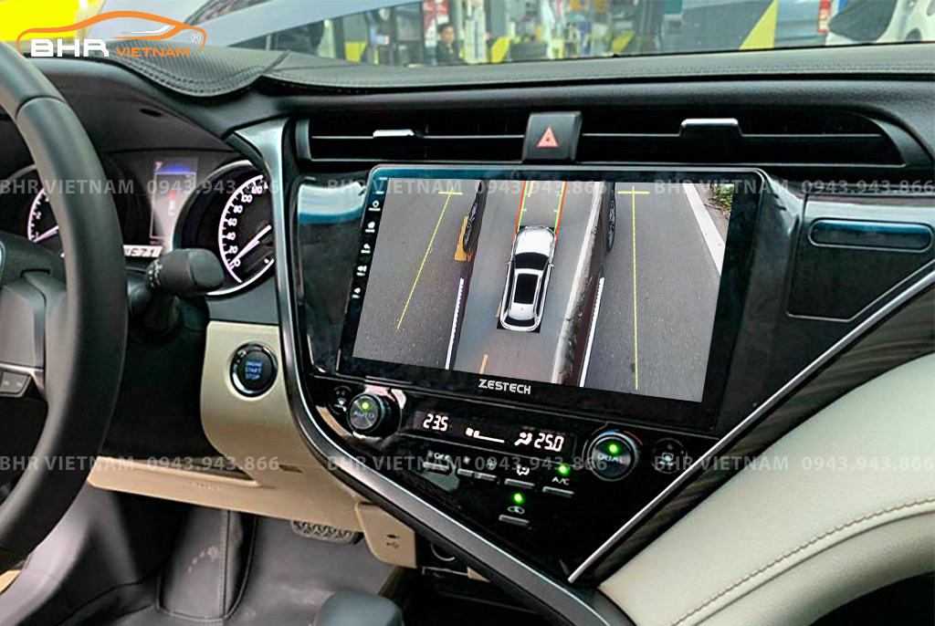 Hình ảnh quan sát 2 bên gương trên màn hình DVD Zestech Z800 Pro+ Toyota Camry 2019 - nay
