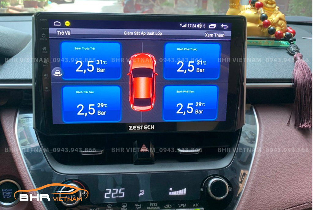 Hình ảnh quan sát cảm biến áp suất lốp Zestech Z800 Pro+ Toyota Fortuner 2017 - nay