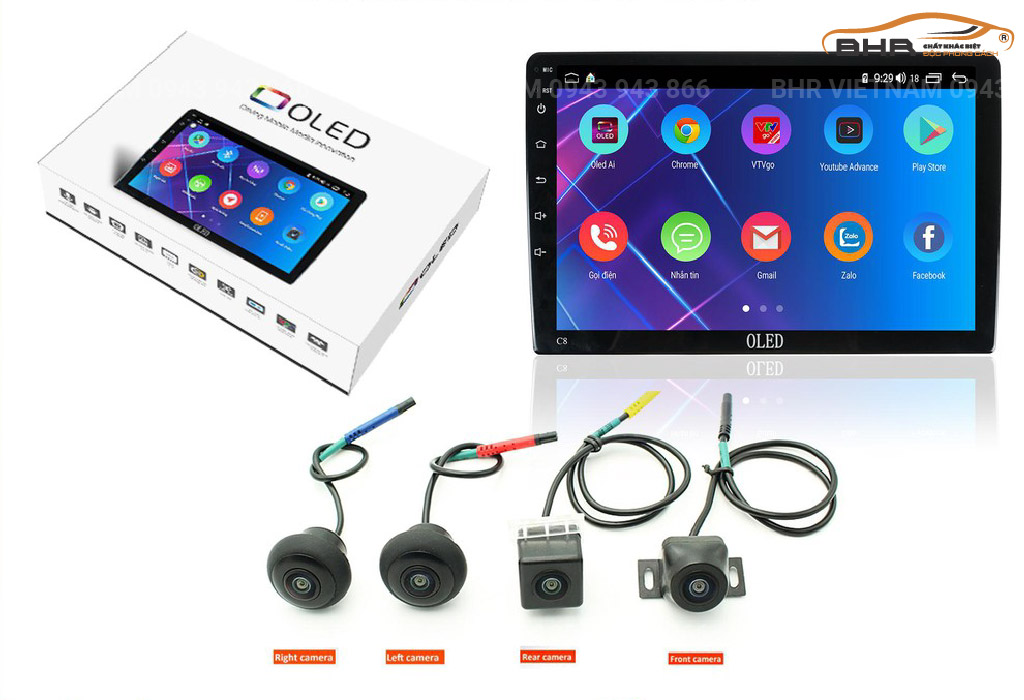 Màn hình liền camera 360 bao gồm 1 màn hình Android và 4 mắt camera 360