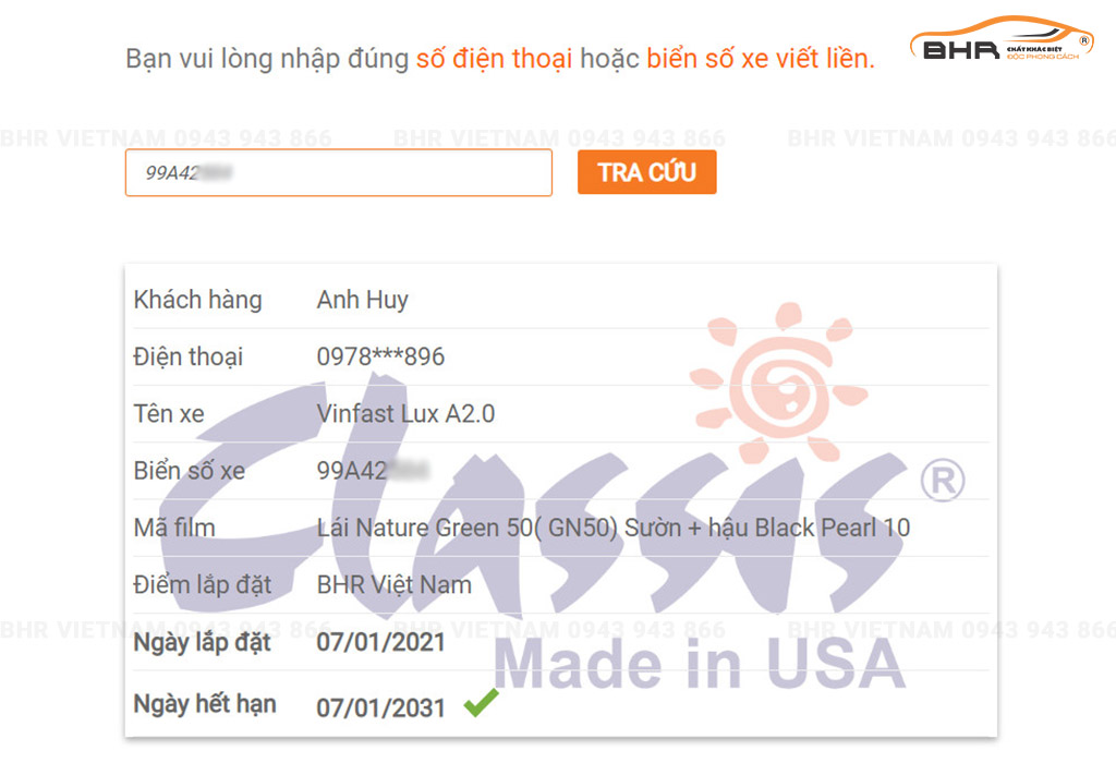 Film cách nhiệt chính hãng bảo hành điện tử tới 10 năm